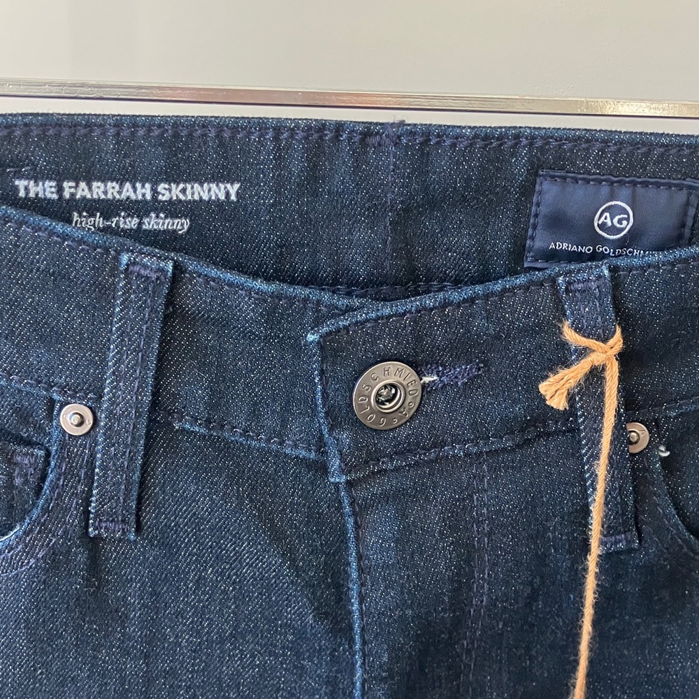 AG “The Farrah” High-Rise Skinny Women's Dark Blue Jeans Size 24 NWT - Picture 2 of 10